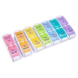 BUG HULL AM PM Pill Organizer Detachable, Weekly Pill Case 2 Times a Day with Push Button, 7 Day Pill Box
