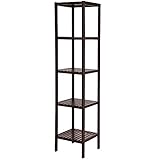 SONGMICS 100% Bamboo Bathroom Shelf 5-Tier Multifunctional Storage Rack Shelving Unit Towel Tower Bathroom Brown UBCB55Z