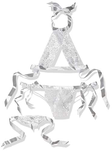 Oh la la Cheri Women's 3-Pc Set Bra-Panty-Garter, White, ONE Size