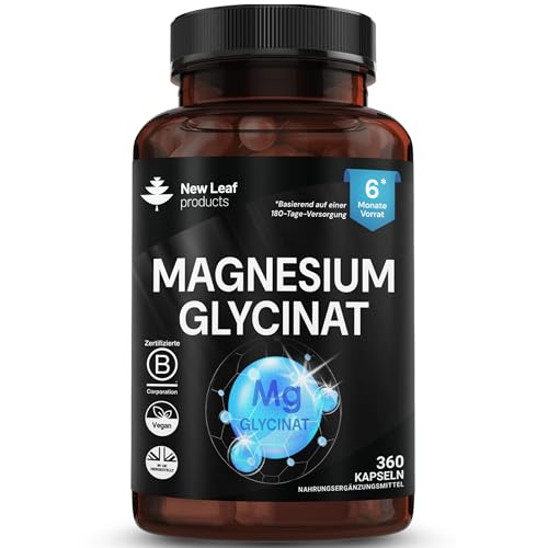 Magnesium Bisglycinat 1040mg - 360 Kapseln (6 Monatsvorrat) - Hochdosiert Magnesium Glycinat Vegan Kapseln - Hergestellt in Großbritannien von New Lea