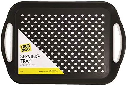3X 1x Rectangular Non-Slip Serving Tray - Black, Grey or White, Colour at Random - Ideal for Dinner/Drinks)