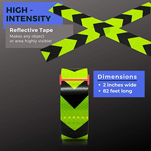 Pure Ponta High Visibility Black and Yellow Reflective Arrow Hazard Tape | 82 feet x 2 Inches High Intensity Waterproof Retroreflective Tape | Chevron Reflector Tape Roll - Thumbnail 4
