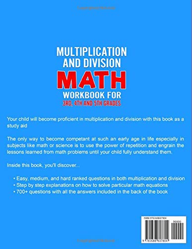 Mua Multiplication and Division Math Workbook for 3rd, 4th and 5th ...