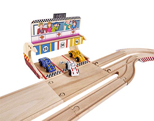 Eichhorn 109475855 - Schienenbahn Set Porsche Racing, 53-TLG., inkl. Zubehör, Streckenlänge: 610cm, FSC 100% Zertifiziertes Buchenholz – Bild 4