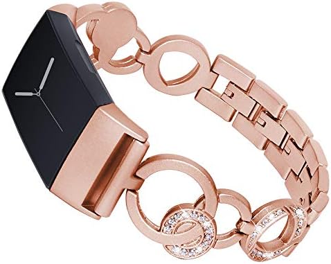 BabiQ for Fitbit Charge 3, Luxury Crystal Stainless Steel Bracelet Smart Watch Replacement Band Strap for Fitbit Charge 3