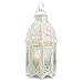 Accent Plus Christmas Decorations Indoor Lantern Decorative Outdoor Christmas Decorations Candle Lantern Moroccan Candle Holders Metal Hanging Lantern, White 5 X 5 X 12 Inches