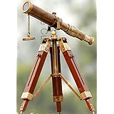 De Cube Vintage Brass Telescope with Best DF Lens and Adjustable Tripod Stand Makes it Perfect for Kids and Beginners, Office Table Home Decor Ascent, Collectible (Antique Patina on Brass)