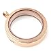 Zysta Rose Gold Round Locket Pendant Necklace 30mm Matte Stainless Steel Clear Glass Living Memory Floating Charms Stone Storage