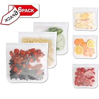 Reusable Storage Bags - 6 Pack Leakproof Freezer Bag - EXTRA THICK BPA FREE Reusable Ziplock Lunch Bag for Food Storage Home Organization Eco-friendly