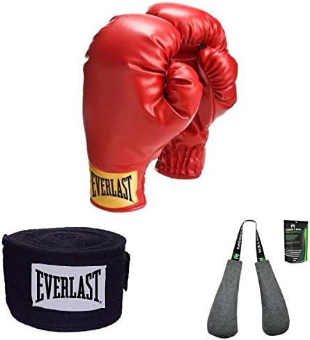 Everlast Boxing Gloves Bundle - includes Everlast Boxing Gloves Small, Everlast 108" Black Boxing Handwraps and Meister Nunchuck Glove Deodorizers! Great for punching, training or sparring