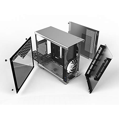 MTALLICGAR-MetallicGear-Neo-Mini-V2-Series-Mini-ITX-Case-Compact-Chassis-Sand-Blasted-Aluminum-Tempered-Glass-Panel-Liquid-Cooling-Ready-Silver