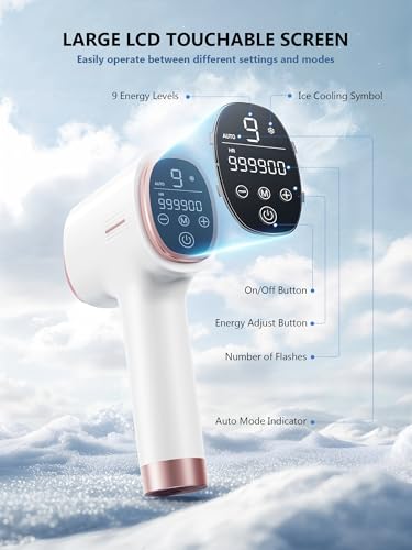 21J IPL Laser Hair Removal Device e for Women and Men, Painless Ice-Cooling Hair Laser Removal Machine at Home, IPL Hair Removal with 3 Functions & 9 Levels for Facial Bikini Arm Body Leg, Rose