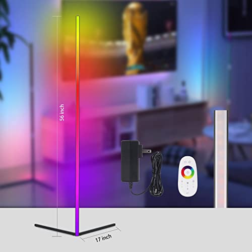 THY-HOM RGB Lamp, Corner Floor Lamp Mood Lighting, Standing LED Corner Color Lamp with Remote Control 56’’ Dimmable LED Light for Living Room, Bedroom, Gaming Room, Party