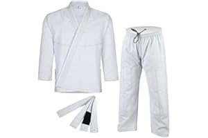 ULTIMATE KNOCKOUT Brazilian Jiu Jitsu Gi for Kids Kimonos Medium Weight, Preshrunk with Free White Belt