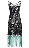 BABEYOND 20's Vintage Peacock Sequin Fringed Party Flapper Dress