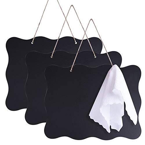 AUSTOR 3 Pack Chalkboard Sign 8x10 inch Double Sided Erasable Message Board with Hanging String and Cleaning Cloth for Wedding, Kitchen and Crafts