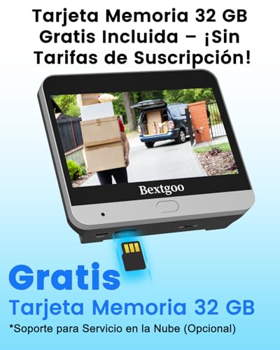 Bextgoo Mirilla Digital Puerta WiFi, 2K Videoportero con Monitor 4,3", Tarjeta 32GB, Batería 8000mAh, Gran Angular 170°, Detección IA, Audio Bidireccional, Visión Nocturna, para Pisos y Casas