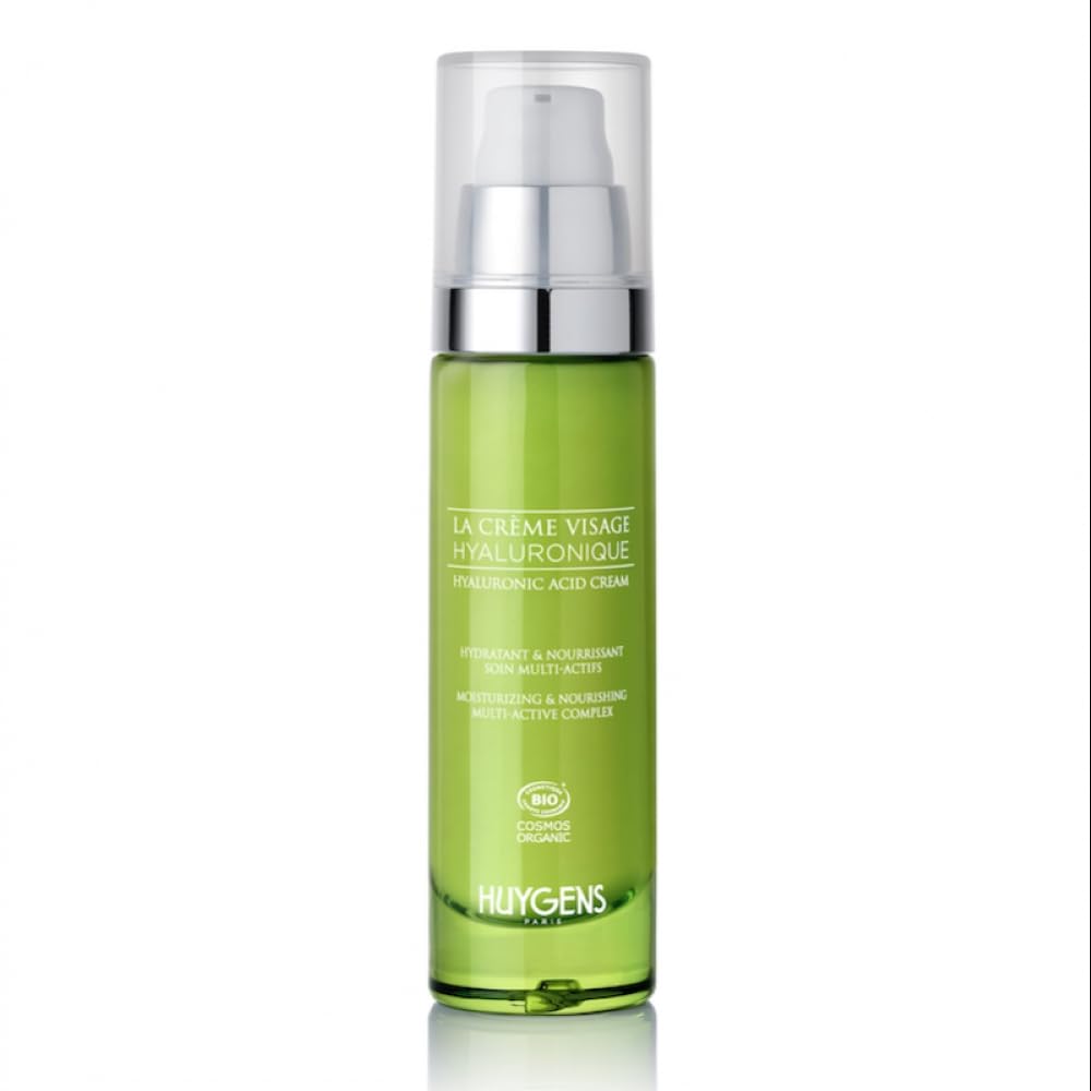 HUYGENS - Organic Hyaluronic Face Cream - Revitalising and Soothing Cream - 50 ml - 100% Natural - Vegan - Made in France