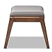 Baxton Studio Elyse Walnut Wood Grey Fabric Upholstered Footstool