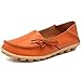CIOR Women's Genuine Leather Loafers Casual Moccasin Driving Shoes Indoor Flat Slip-On Slippers,M911,Orange,40