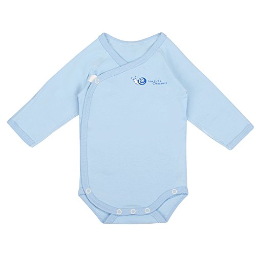 [Hot DEAL] 1+1!!! Snap Bodysuit Baby Boy and Girl Long Sleeve 100% Certified Organic Cotton (6M, Blue+Free white)
