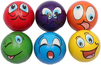 HUAhuako Pressure Relief Toys, Foam Anti Stress Cartoon Smiley Face Squeeze Balls 6Pcs Random Color