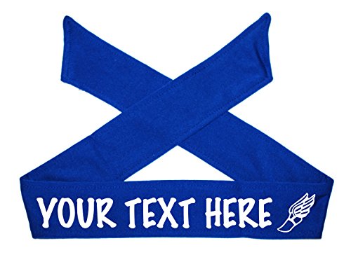 DESIGN YOUR OWN CUSTOM TIE HEADBAND - NO SPARKLE FLAT LETTERS - TRACK AND FIELD - CROSS COUNTRY - WINGED FOOT (ROYAL) - Thumbnail 3