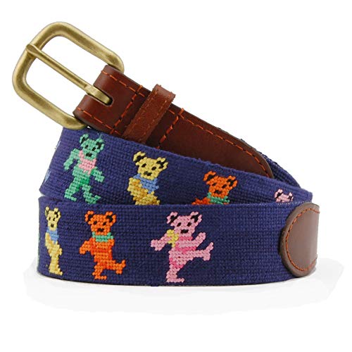 Smathers & Branson Men's Needlepoint Belt 34 Dancing Bears/Dark Navy