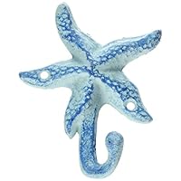 TGL Direct Cast Iron Wall Hook Blue Starfish Design 4.75" Tall