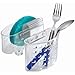 iDesign Plastic Kitchen Sink Saddle Protector Caddy, Flatware, Silverware, Utensils Organizer and Sponge Holder, 6