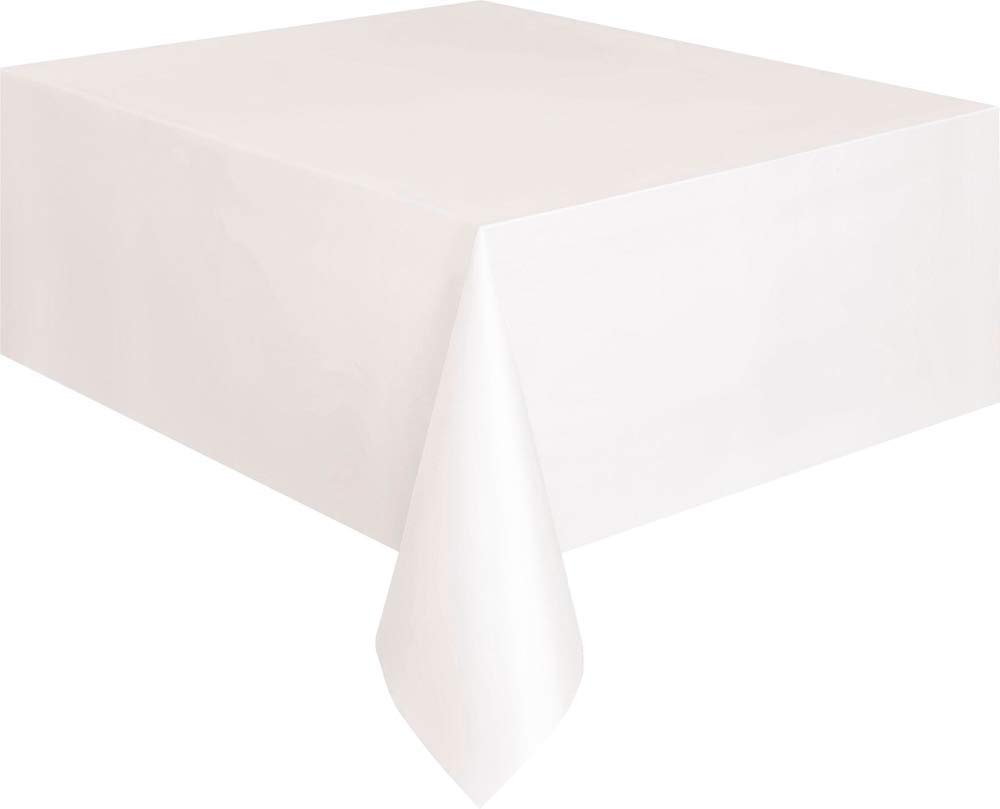 Unique Party 5095 White Plastic Tablecloth, 9ft x 4.5ft Amazon.co.uk Kitchen & Home