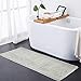 ITSOFT Plush Microfiber Long Runner - Non Slip Soft Bathroom Rug, Absorbent Machine Washable Chenille Bath Mat | Quick Dry Carpet, Great for Bath, Shower, Bedroom, or Door Mat (Light Gray, 59x21)