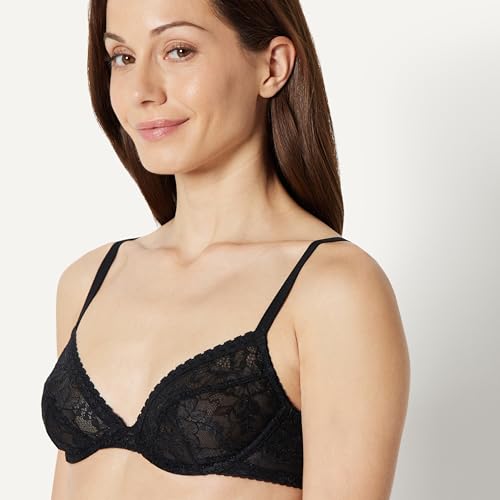 Amazon Essentials Women's Plunging Underwire Strapless Elastic Lace Detail Bra