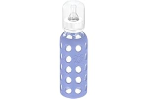 Lifefactory Glass Baby Bottle with Protective Silicone Sleeve and Stage 2 Nipple Blueberry 9 Oz (LF110020C4)