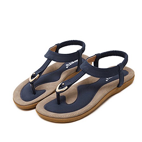 Women Flip Flops, Mosunx(TM) Bohe Rhinestone Fashion Flat Casual Sandals Beach Shoes (41(US:9), Blue B)