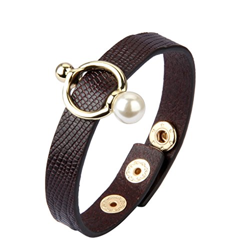 2018 Leather Wrap Bracelet Braided Charm Pearl Jewelry Wristband Women Gold Bangle for Girl, Kids, Ladies Gift