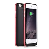 iPhone 6S Plus / 6 Plus (not for iPhone 6 / 6s) Battery Case Charger [Extra Bonus-Tempered Glass Screen Protector], 6800mAh External Battery Backup Protective Charger Case (Red)