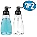 mDesign Round Plastic Refillable Foaming Hand Soap Dispenser Pump Bottle for Bathroom Vanities, Kitchen Sink, Countertops - 2 Pack - Clear/Matte Black
