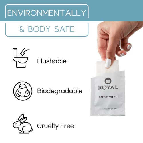 Royal Body Wipes Flushable Individually Wrapped Wet Towelettes for