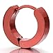 Pair Stainless Steel Metallic Red Huggie Hinged Hoop Earrings for Men Women