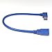 RIITOP Short Angle USB 3.0 Extension Cable Type A Male Plug to Female Cord 1 Foot 2-Pack (1x Left, 1x Right)