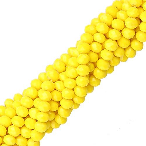 6mm Assorted Crystal Beads Faced Glass Beads Crystal Rondelle Bead,100pcs (Yellow)