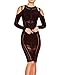 UONBOX Women's Sexy Cold Shoulder Long Sleeves Night Club Strappy Mesh Bandage Dress