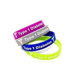 4 Pack Type 1 Diabetes Insulin Dependent Children’s Teen Adults Bracelet Medical Alert Awareness Wristband (Medium 18cm)