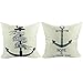 Onker 2 Pieces Decorative Cotton Linen Square Throw Pillow Case Cushion Cover Throw Pillow Shell Pillowcase Retro Anchor 18