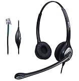 Wantek Corded Telephone Headset Dual w/ Noise Canceling Mic for AVAYA Aastra Allworx Adtran Alcatel Lucent AltiGen Comdial Digium Gigaset InterTel Mitel Plantronics MiVoice Landline Deskphones(F602S1)