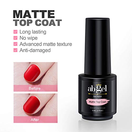 ab gel Set Matte Top Coat High Gloss Top Coat + Base Coat 2pcs, Soak Off UV LED Gel Nail Polish Quick Dry and Long Lasting (4Pcs 5ml) - Thumbnail 6
