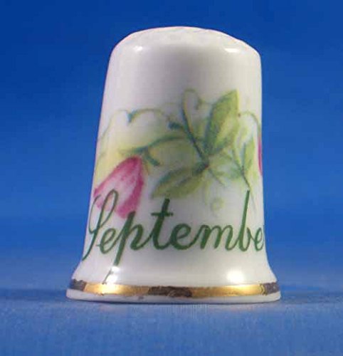 Porcelain China Thimble -- Flower of the Month -- September