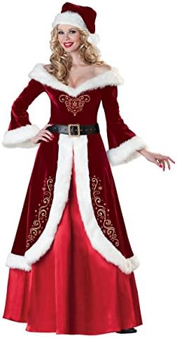 Yuanyang Women's Christmas Costumes Mrs. Claus Deluxe Adult Dress Adult Cosplay Outfit