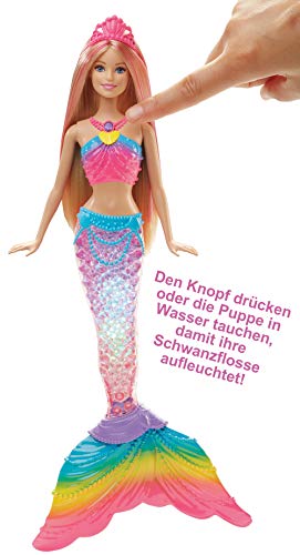 Barbie Meerjungfrau, Barbie Dreamtopia, Barbie Puppe in Regenbogen Farben mit Lichtershow, Spielzeug Badewanne, Spielzeug ab 3 Jahren, DHC40 – Bild 4
